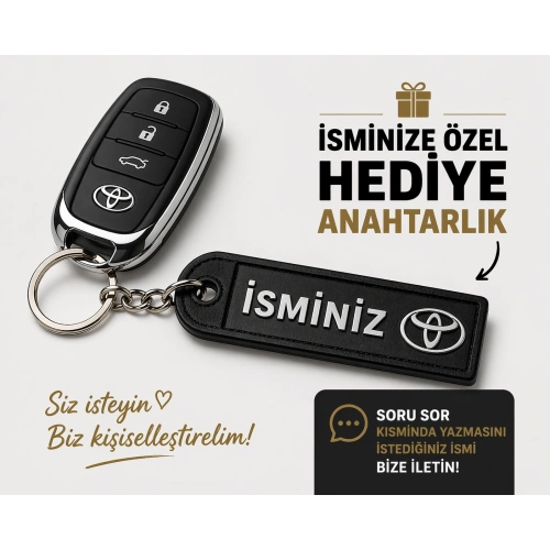 İsimli Toyota Anahtarlık , Kişiye Özel - Hediyelik İsimli Araç Logolu Anahtarlık - İsimli Toyota Araba Anahtarlığı