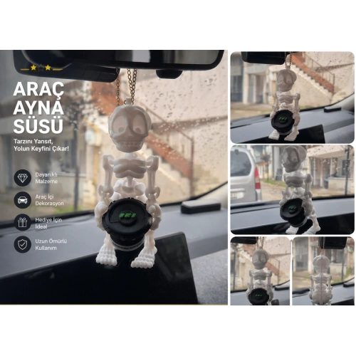 Elinde Bass Olan İskelet Araba Süsü - Subwoofer Taşıyan İskelet Araç Ayna Süsü - İskelet Araç Ayna Süsü