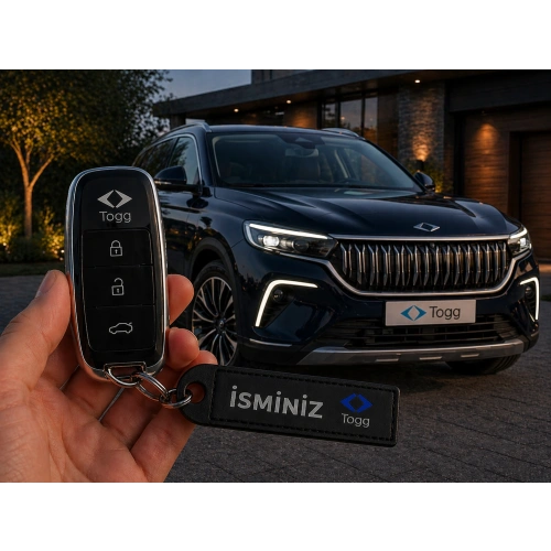 İsimli TOGG Anahtarlık , Kişiye Özel - Hediyelik İsimli Togg Araç Logolu Anahtarlık - İsimli Araba Anahtarlığı