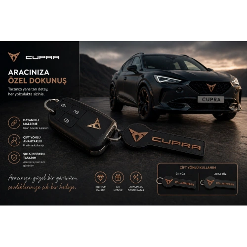 CUPRA  Anahtarlık , Cupra Logolu Çift Yönlü Araç Anahtarlık - Cupra Araba Anahtarlığı