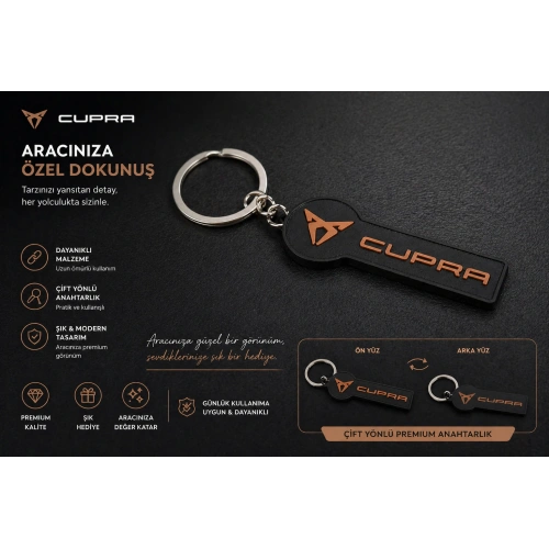 CUPRA  Anahtarlık , Cupra Logolu Çift Yönlü Araç Anahtarlık - Cupra Araba Anahtarlığı