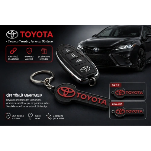 Toyota Anahtarlık , Toyota Logolu Çift Yönlü Araç Anahtarlık - Toyota Araba Anahtarlığı