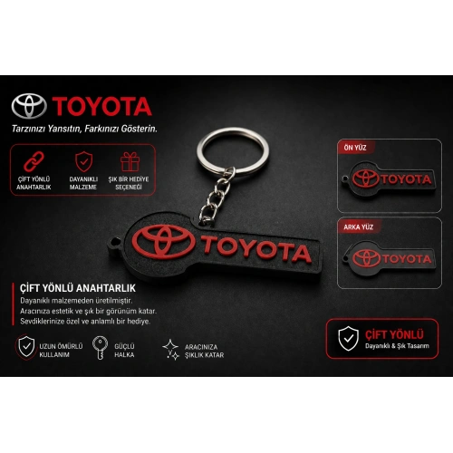 Toyota Anahtarlık , Toyota Logolu Çift Yönlü Araç Anahtarlık - Toyota Araba Anahtarlığı