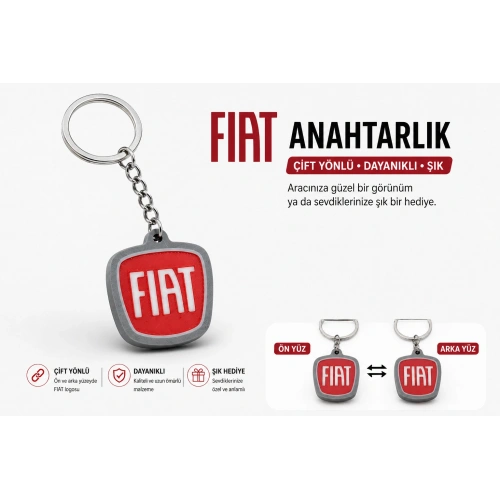 Fiat Anahtarlık , Fiat Logolu Çift Yönlü Araç Anahtarlık - Fiat Araba Anahtarlığı
