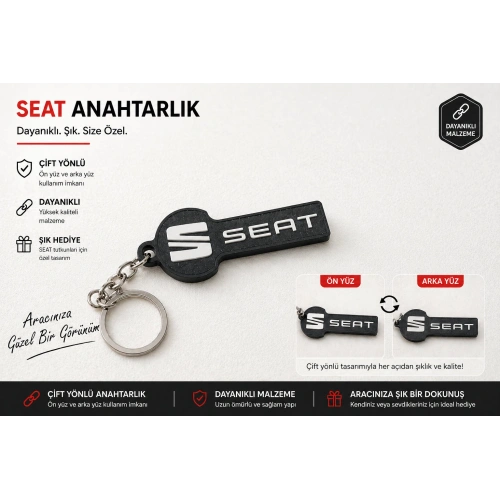 Seat Anahtarlık , Seat Logolu Çift Yönlü Araç Anahtarlık - Seat Araba Anahtarlığı