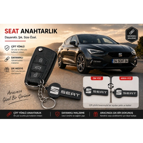 Seat Anahtarlık , Seat Logolu Çift Yönlü Araç Anahtarlık - Seat Araba Anahtarlığı