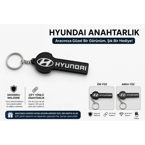 Hyundai Anahtarlık , Hyundai Logolu Çift Yönlü Araç Anahtarlık - Hyundai Araba Anahtarlığı