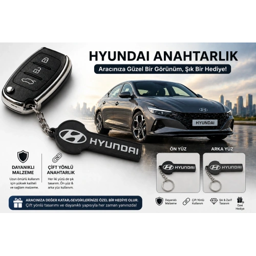 Hyundai Anahtarlık , Hyundai Logolu Çift Yönlü Araç Anahtarlık - Hyundai Araba Anahtarlığı