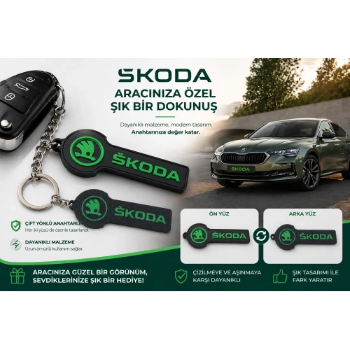 Skoda Anahtarlık , Skoda Logolu Çift Yönlü Araç Anahtarlık - Skoda Araba Anahtarlığı