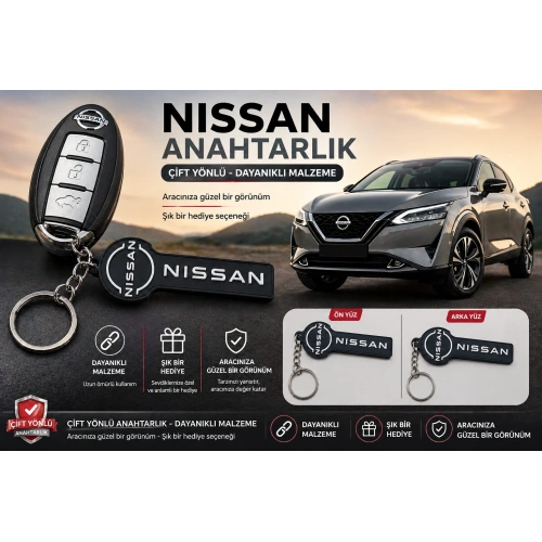 Nissan Anahtarlık , Nissan Logolu Çift Yönlü Araç Anahtarlık - Hediyelik Nissan Araba Anahtarlığı