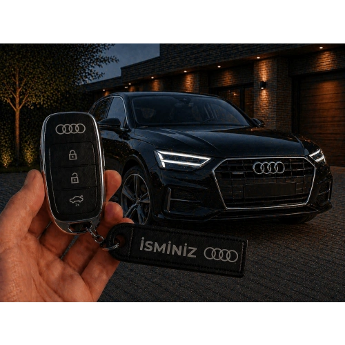 İsimli AUDİ Anahtarlık , Kişiye Özel - Hediyelik İsimli Audi Araç Logolu Anahtarlık - İsimli Araba Anahtarlığı