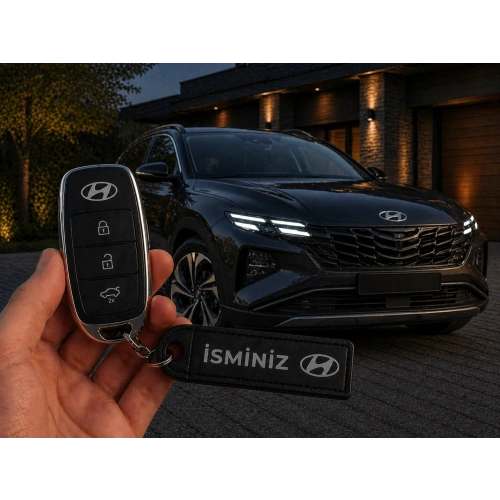 İsimli Hyundai Anahtarlık , Kişiye Özel - Hediyelik İsimli Hyundai Araç Logolu Anahtarlık - İsimli Araba Anahtarlığı