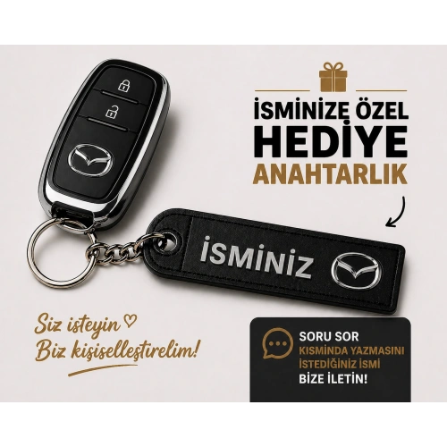 İsimli Mazda Anahtarlık , Kişiye Özel - Hediyelik İsimli Mazda Araç Logolu Anahtarlık - İsimli Araba Anahtarlığı