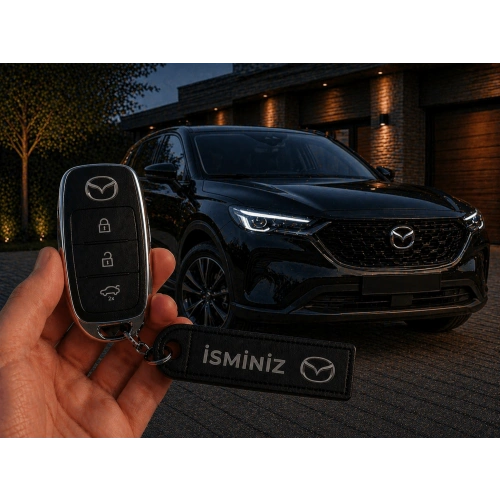 İsimli Mazda Anahtarlık , Kişiye Özel - Hediyelik İsimli Mazda Araç Logolu Anahtarlık - İsimli Araba Anahtarlığı