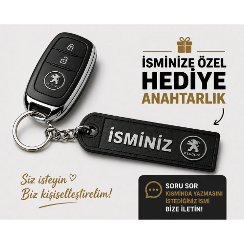 İsimli Peugeot Anahtarlık , Kişiye Özel - Hediyelik İsimli Peugeot Araç Logolu Anahtarlık - İsimli Araba Anahtarlığı