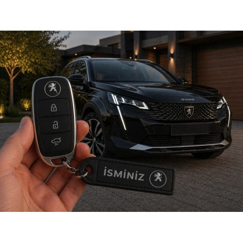 İsimli Peugeot Anahtarlık , Kişiye Özel - Hediyelik İsimli Peugeot Araç Logolu Anahtarlık - İsimli Araba Anahtarlığı