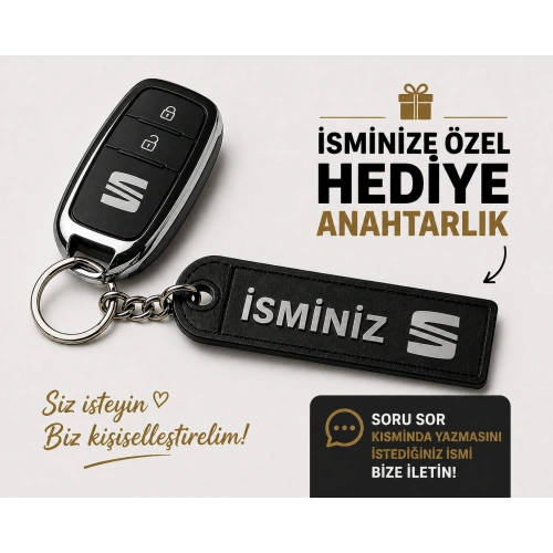 İsimli Seat Anahtarlık , Kişiye Özel - Hediyelik İsimli Seat Araç Logolu Anahtarlık - İsimli Araba Anahtarlığı