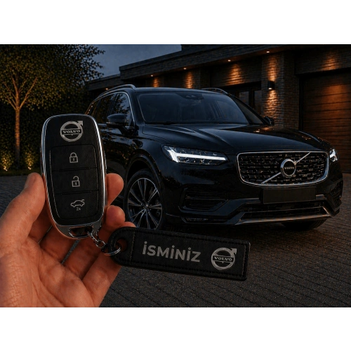 İsimli Volvo Anahtarlık , Kişiye Özel - Hediyelik İsimli Volvo Araç Logolu Anahtarlık - İsimli Araba Anahtarlığı