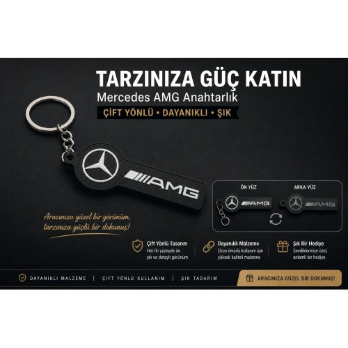 Mercedes Anahtarlık , Mercedes Logolu Çift Yönlü Araç Anahtarlık - Hediyelik Mercedes Araba Anahtarlığı