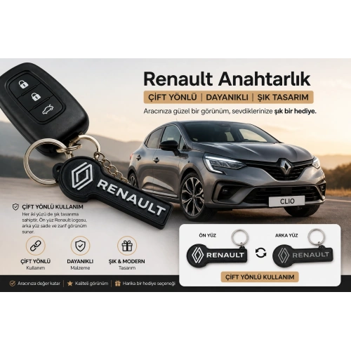 Renault Anahtarlık , Renault Logolu Çift Yönlü Araç Anahtarlık - Hediyelik Renault Araba Anahtarlığı