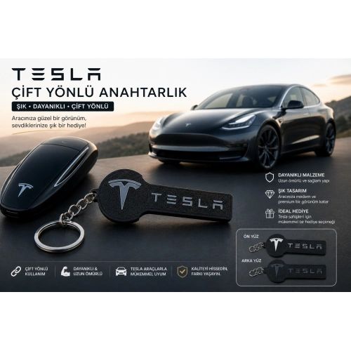 Tesla Anahtarlık , Tesla Logolu Çift Yönlü Araç Anahtarlık - Hediyelik Tesla  Araba Anahtarlığı