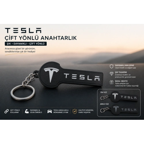 Tesla Anahtarlık , Tesla Logolu Çift Yönlü Araç Anahtarlık - Hediyelik Tesla  Araba Anahtarlığı