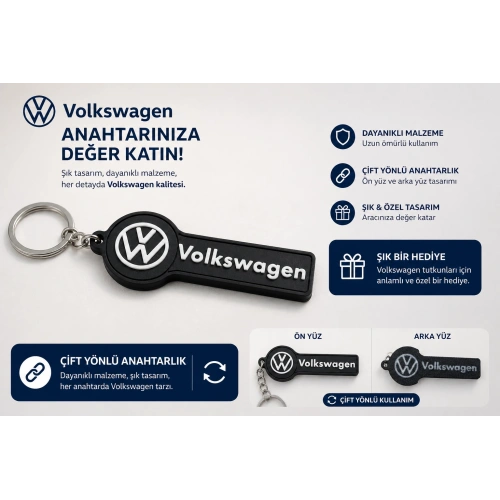 Volkswagen Anahtarlık , VW Logolu Çift Yönlü Araç Anahtarlık - Hediyelik Volkswagen Araba Anahtarlığı