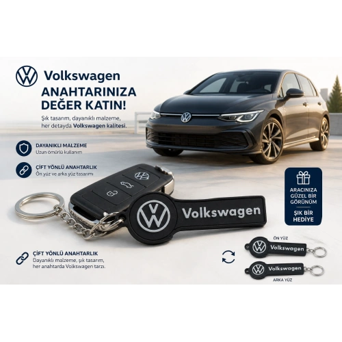 Volkswagen Anahtarlık , VW Logolu Çift Yönlü Araç Anahtarlık - Hediyelik Volkswagen Araba Anahtarlığı