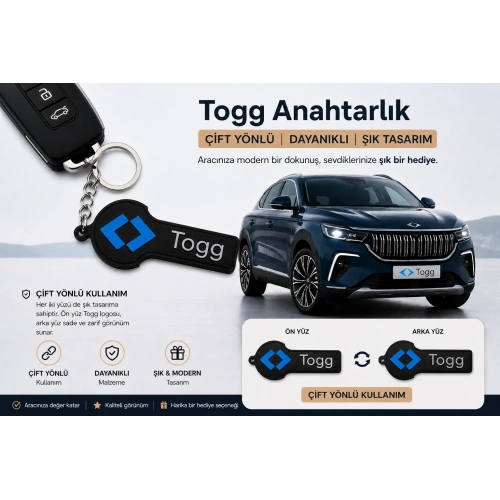 TOGG Anahtarlık , Togg Logolu Çift Yönlü Araç Anahtarlık - Hediyelik TOGG Araba Anahtarlığı