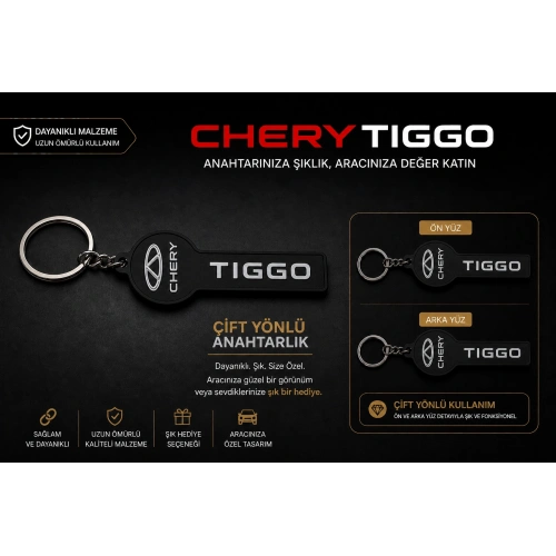 Chery Anahtarlık , Chery Tiggo Logolu Çift Yönlü Araç Anahtarlık - Hediyelik Chery Araba Anahtarlığı
