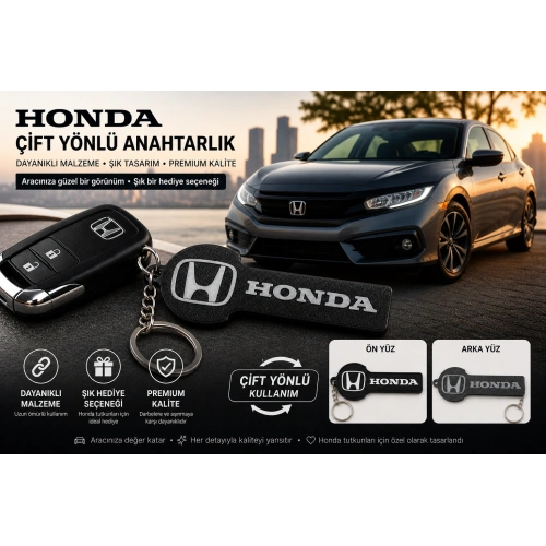 Honda Anahtarlık , Honda Logolu Çift Yönlü Araç Anahtarlık - Hediyelik Honda Araba Anahtarlığı