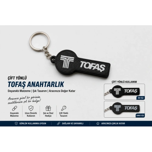 Tofaş Anahtarlık , Tofaş Logolu Çift Yönlü Araç Anahtarlık - Hediyelik Tofaş Araba Anahtarlığı