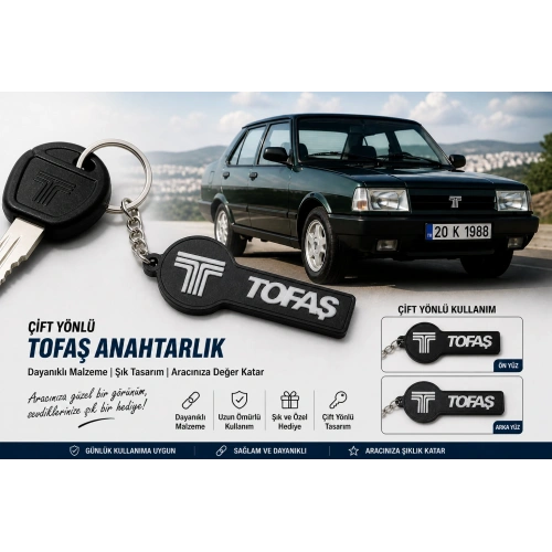 Tofaş Anahtarlık , Tofaş Logolu Çift Yönlü Araç Anahtarlık - Hediyelik Tofaş Araba Anahtarlığı