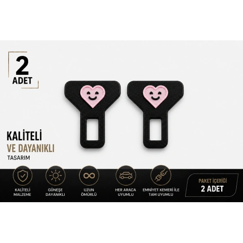 Pembe Kemer Tokası , Pembe Kalpli Araç Kemer İkaz Susturucu , Anneye - Sevgiliye Kemer Bip Bip Susturucu - 2 Adet