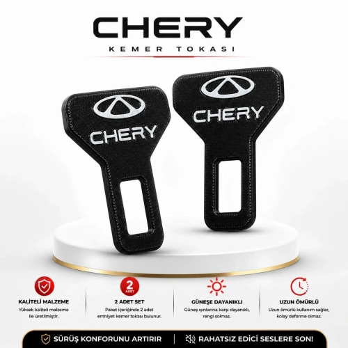 Chery Kemer Tokası , Chery Logolu Araç Kemer İkaz Susturucu , Chery Kemer Bip Bip Susturucu - 2 Adet