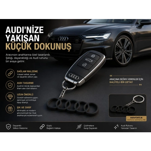 AUDİ Anahtarlık , AUDİ Logolu Çift Yönlü Araç Anahtarlık - AUDİ Araba Anahtarlığı