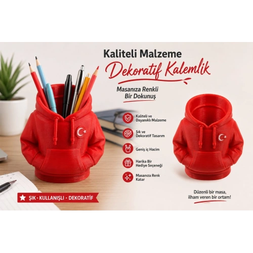 Polar Kalemlik , Türk Bayraklı Polar Masa Üstü Kalemlik , Polar Kıyafet Görünümlü Masaüstü Kalemlik