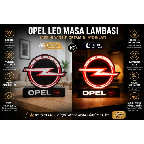 Opel Masa Lambası , Opel Logolu Led Işıklı Masa Lambası , Opel Gündüz Gece Masa Lambası