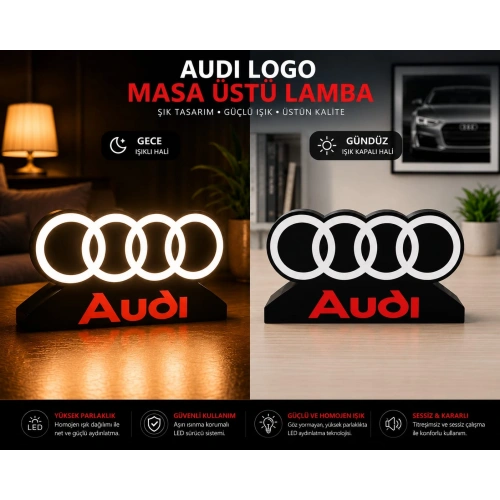Audi Masa Lambası , Audi Logolu Led Işıklı Masa Lambası , Audi Gündüz Gece Masa Lambası
