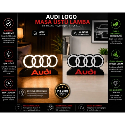 Audi Masa Lambası , Audi Logolu Led Işıklı Masa Lambası , Audi Gündüz Gece Masa Lambası