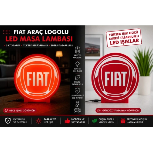 Fiat Masa Lambası , Fiat Logolu Led Işıklı Masa Lambası , Fiat Gündüz Gece Masa Lambası