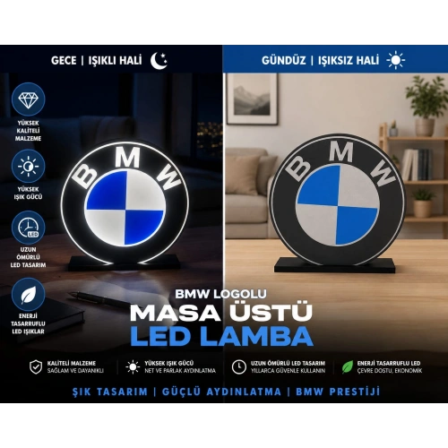 BMW Masa Lambası , BMW Logolu Led Işıklı Masa Lambası , BMW Gündüz Gece Masa Lambası