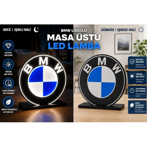 BMW Masa Lambası , BMW Logolu Led Işıklı Masa Lambası , BMW Gündüz Gece Masa Lambası