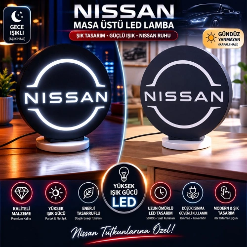 Nissan Masa Lambası , Nissan Logolu Led Işıklı Masa Lambası , Nissan Gündüz Gece Masa Lambası