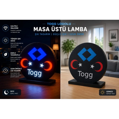 TOGG Masa Lambası , Togg Logolu Led Işıklı Masa Lambası , Togg Gündüz Gece Masa Lambası