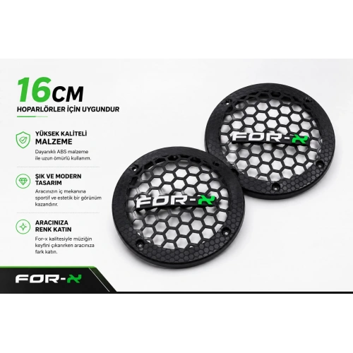 16cm Hoparlör Kapağı - For-x Logolu Plastik Midrange Hoparlör Kapak 16 cm - 2 Adet