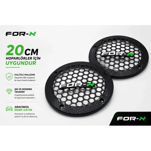 20cm Hoparlör Kapağı - For-x Logolu Plastik Midrange Hoparlör Kapak 20 cm - 2 Adet