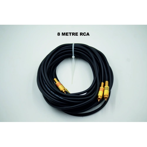 Amfi Rca Kablosu – 8 Metre - El Yapımı %100 Bakır – Uzun Anfi Rca Ses Kablosu - 8 MT