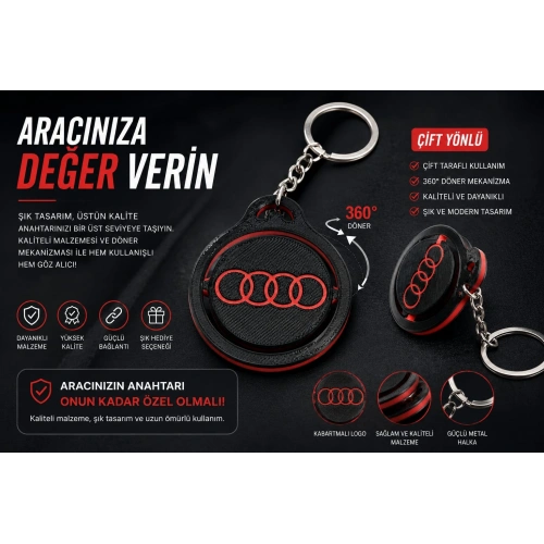 AUDİ Anahtarlık , AUDİ Döner Araç Anahtarlık - AUDİ Çift Yönlü Araba Anahtarlığı