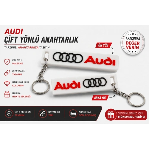 AUDİ Anahtarlık , AUDİ Logolu Araç Anahtarlık - AUDİ Çift Yönlü Araba Anahtarlığı